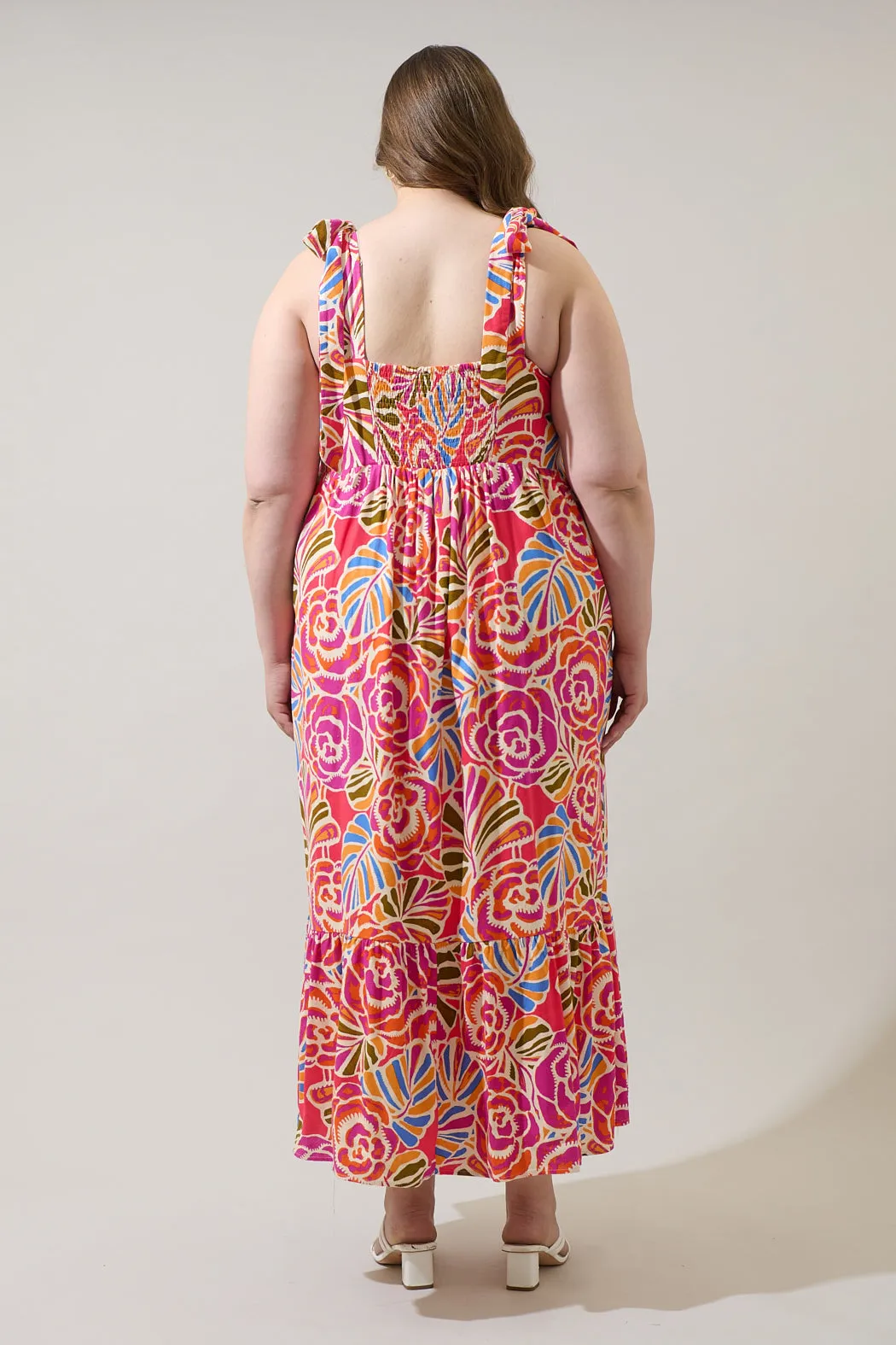 Nomi Floral Hendy Shoulder Tie Maxi Dress Curve sold by Sugarlips product image thumbnail 2