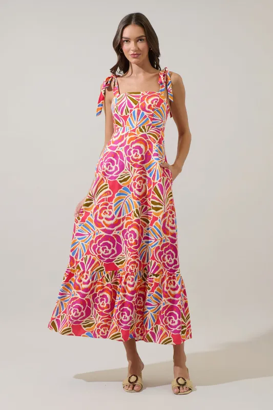 Nomi Floral Hendy Shoulder Tie Maxi Dress sold by Sugarlips
