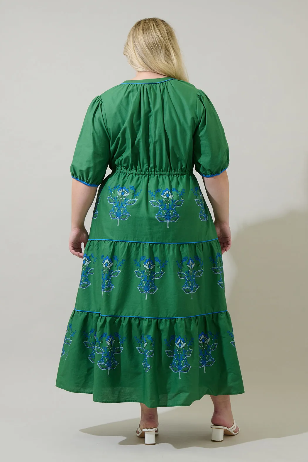 Meridy Floral Vonie Tiered Midi Dress Curve sold by Sugarlips product image thumbnail 2