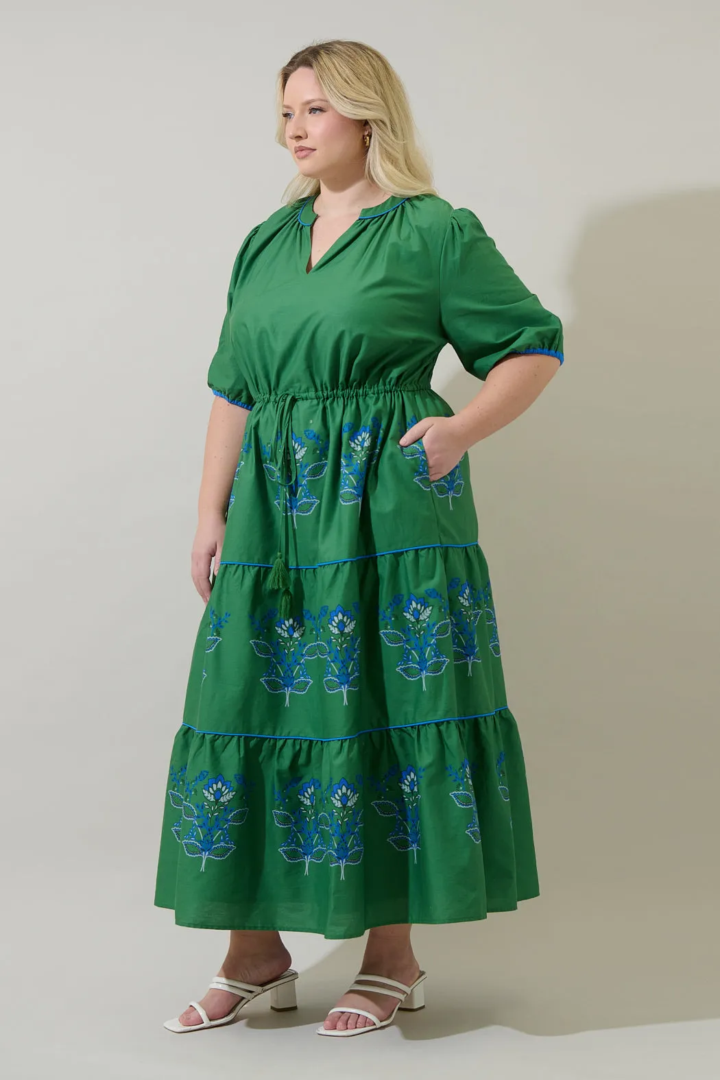 Meridy Floral Vonie Tiered Midi Dress Curve sold by Sugarlips product image thumbnail 3
