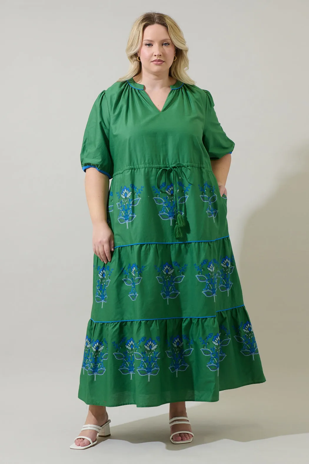 Meridy Floral Vonie Tiered Midi Dress Curve sold by Sugarlips product image thumbnail 4