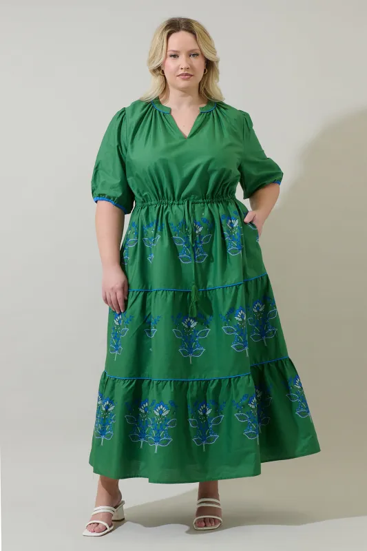 Meridy Floral Vonie Tiered Midi Dress Curve sold by Sugarlips