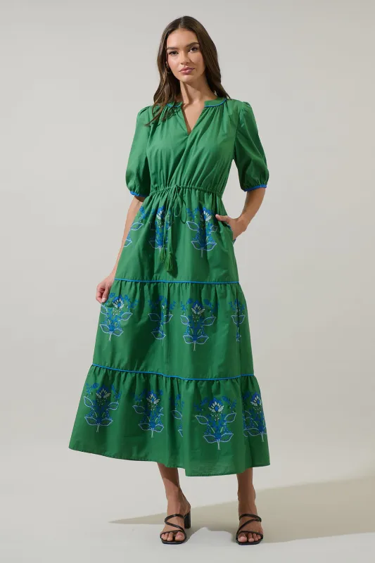 Meridy Floral Vonie Tiered Midi Dress sold by Sugarlips