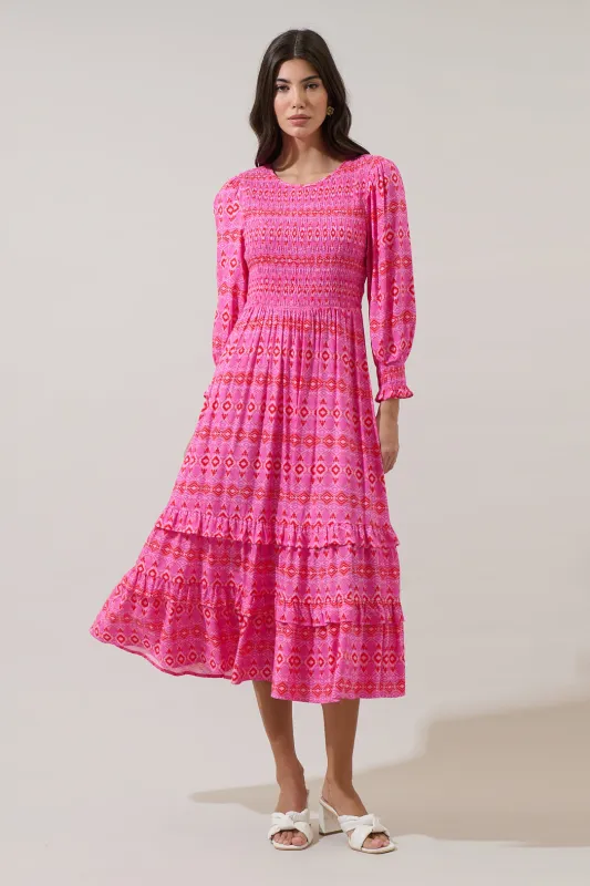 Mirany Ikat Ludlow Smocked Midi Dress made by Sugarlips