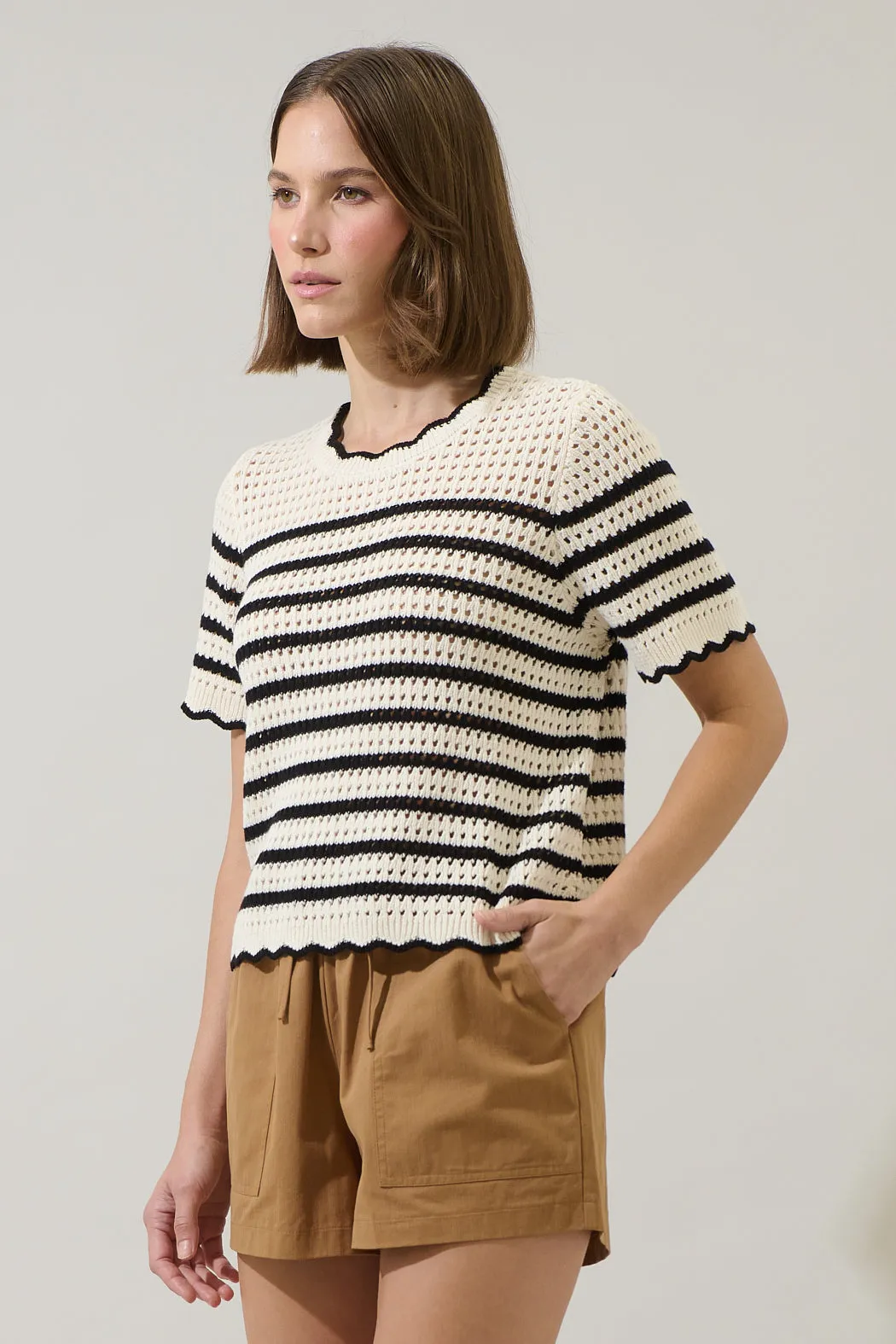 Tarcy Striped Scallop Sweater Top sold by Sugarlips product image thumbnail 3