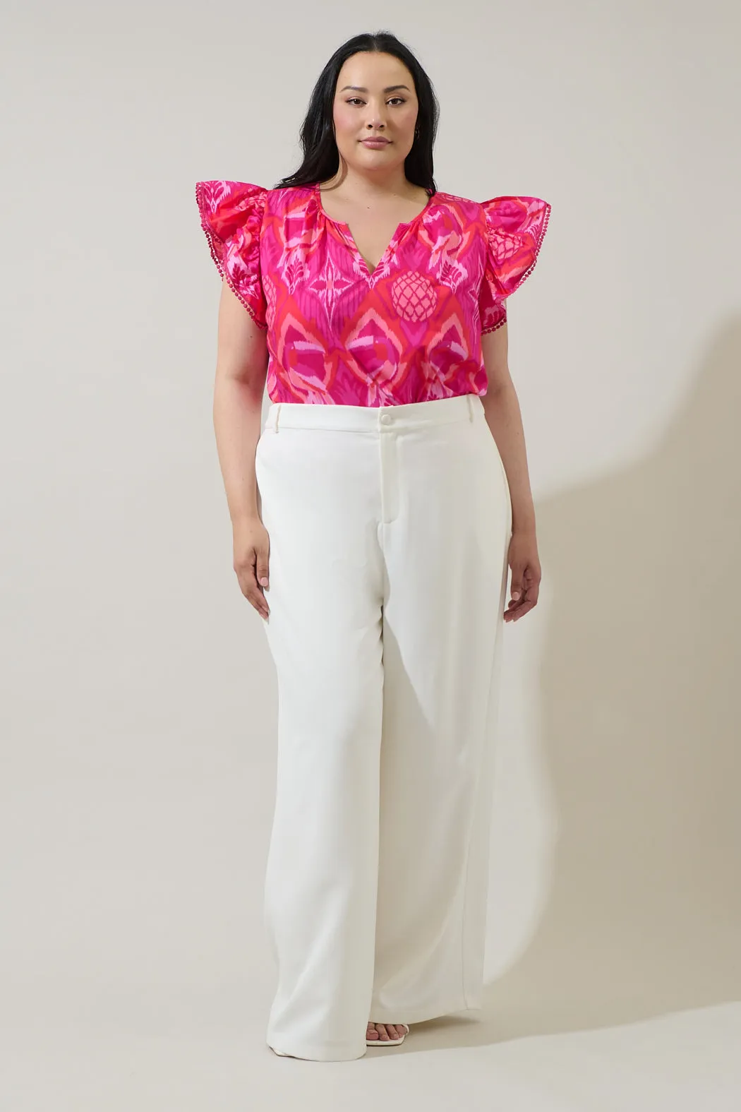Prissa Ikat Carya Ruffle Poplin Top Curve sold by Sugarlips product image thumbnail 4