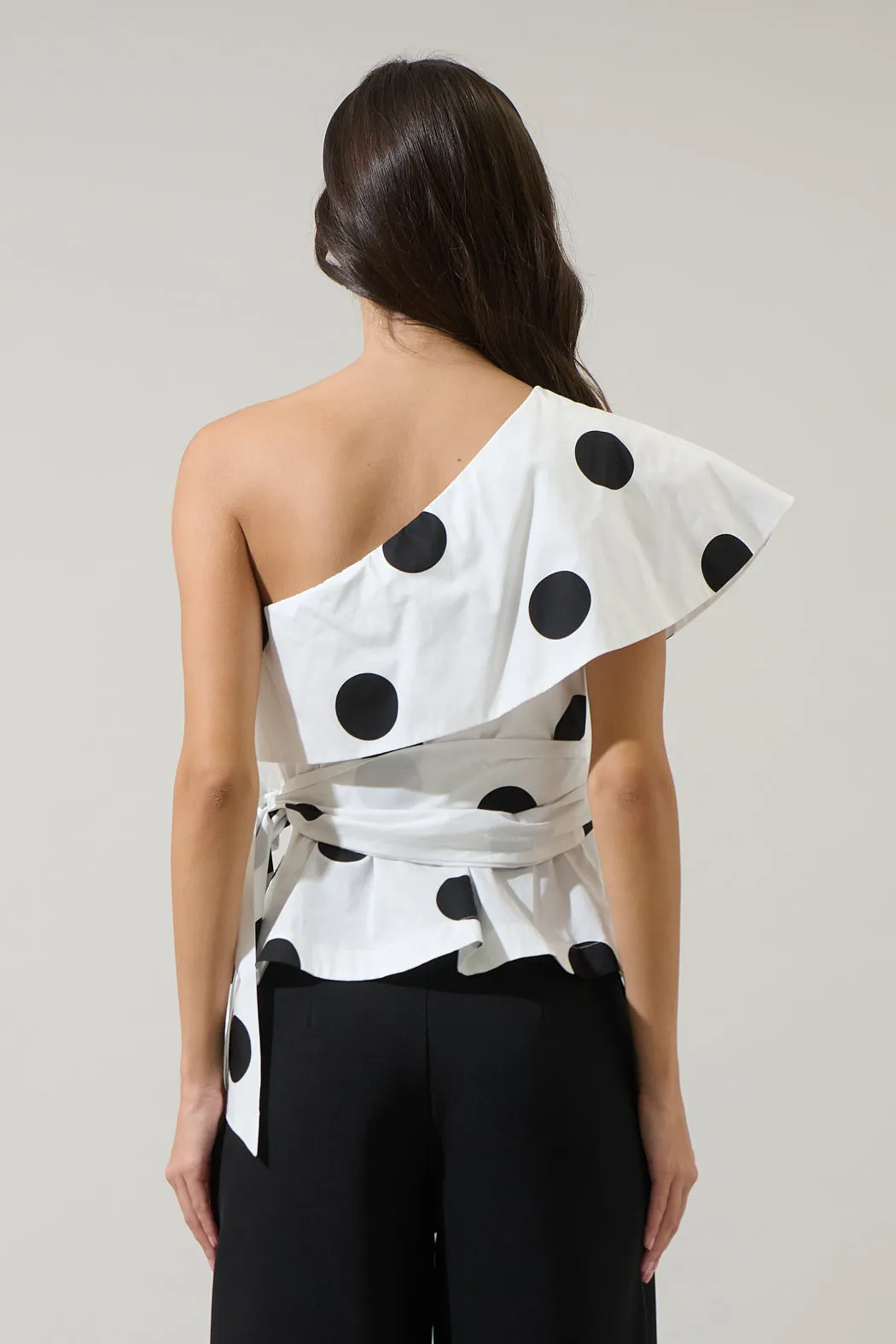Randal Polka Dot Gris One Shoulder Top sold by Sugarlips product image thumbnail 2