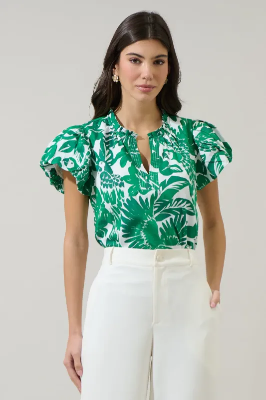 Masey Tropical Keni Split Neck Top sold by Sugarlips