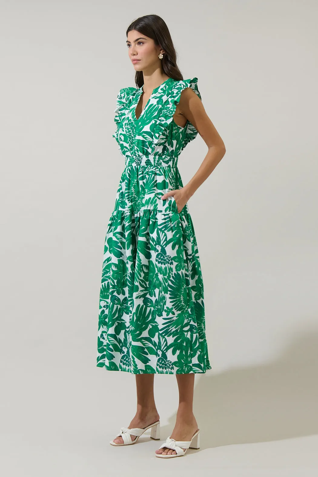Masey Tropical Virna Ruffle Midi Dress sold by Sugarlips product image thumbnail 3