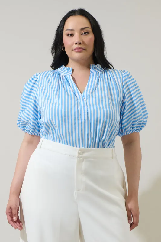 Saida Striped Josy Puff Sleeve Top Curve sold by Sugarlips