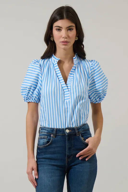 Saida Striped Josy Puff Sleeve Top sold by Sugarlips