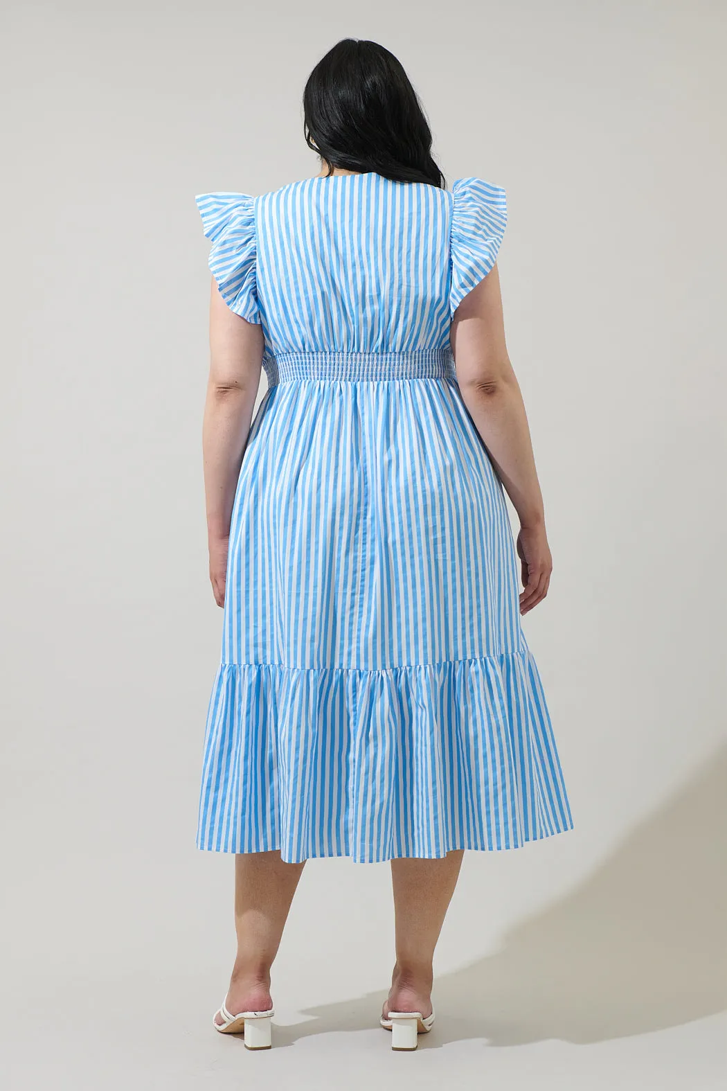 Saida Striped Alara Ruffle Midi Dress Curve sold by Sugarlips product image thumbnail 2