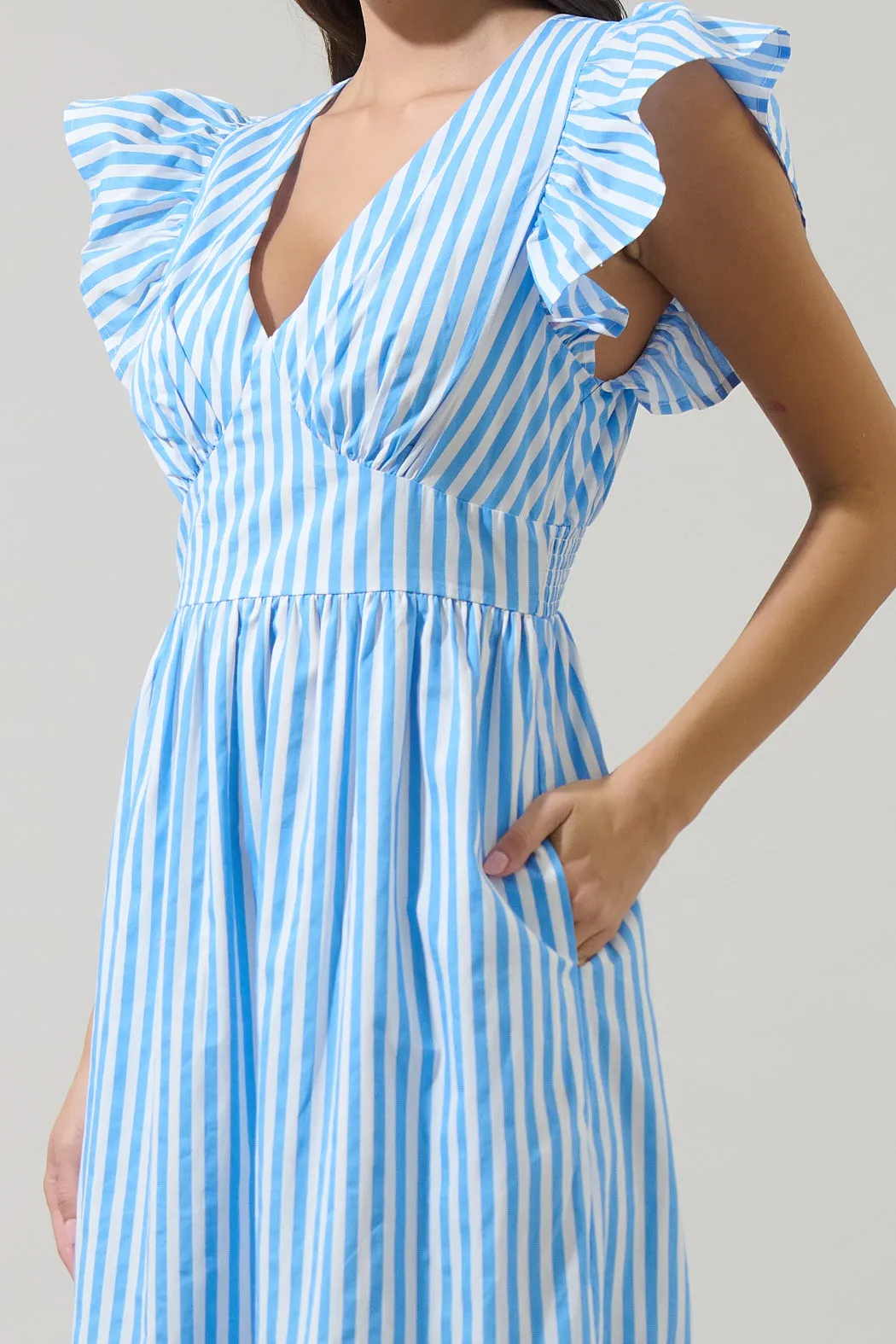 Saida Striped Alara Ruffle Midi Dress sold by Sugarlips product image thumbnail 4