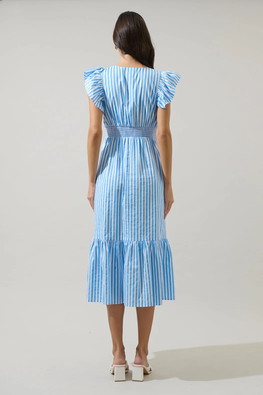 Saida Striped Alara Ruffle Midi Dress sold by Sugarlips product image thumbnail 2