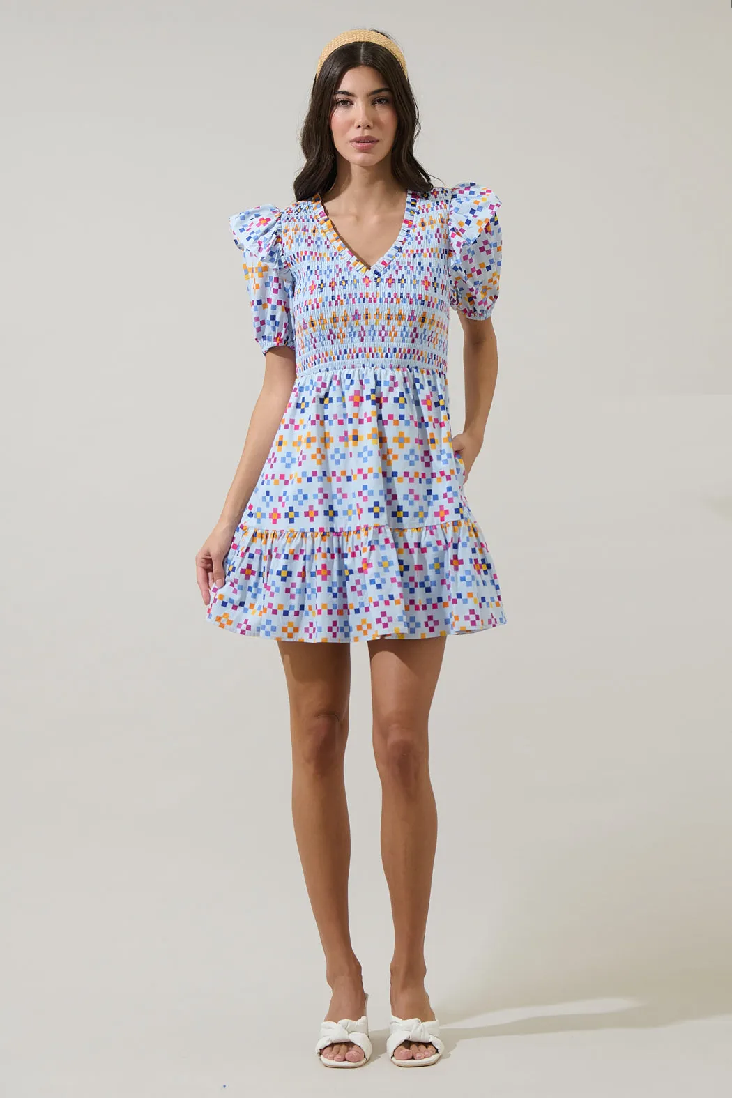 Kessa Geo Leones Smocked Mini Dress sold by Sugarlips product image thumbnail 4