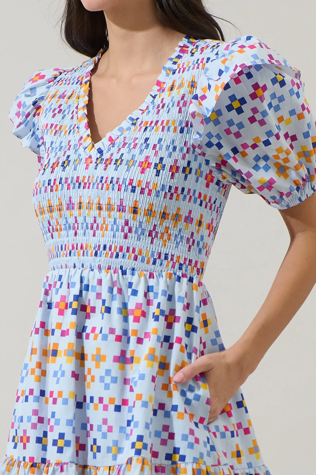 Kessa Geo Leones Smocked Mini Dress sold by Sugarlips product image thumbnail 5