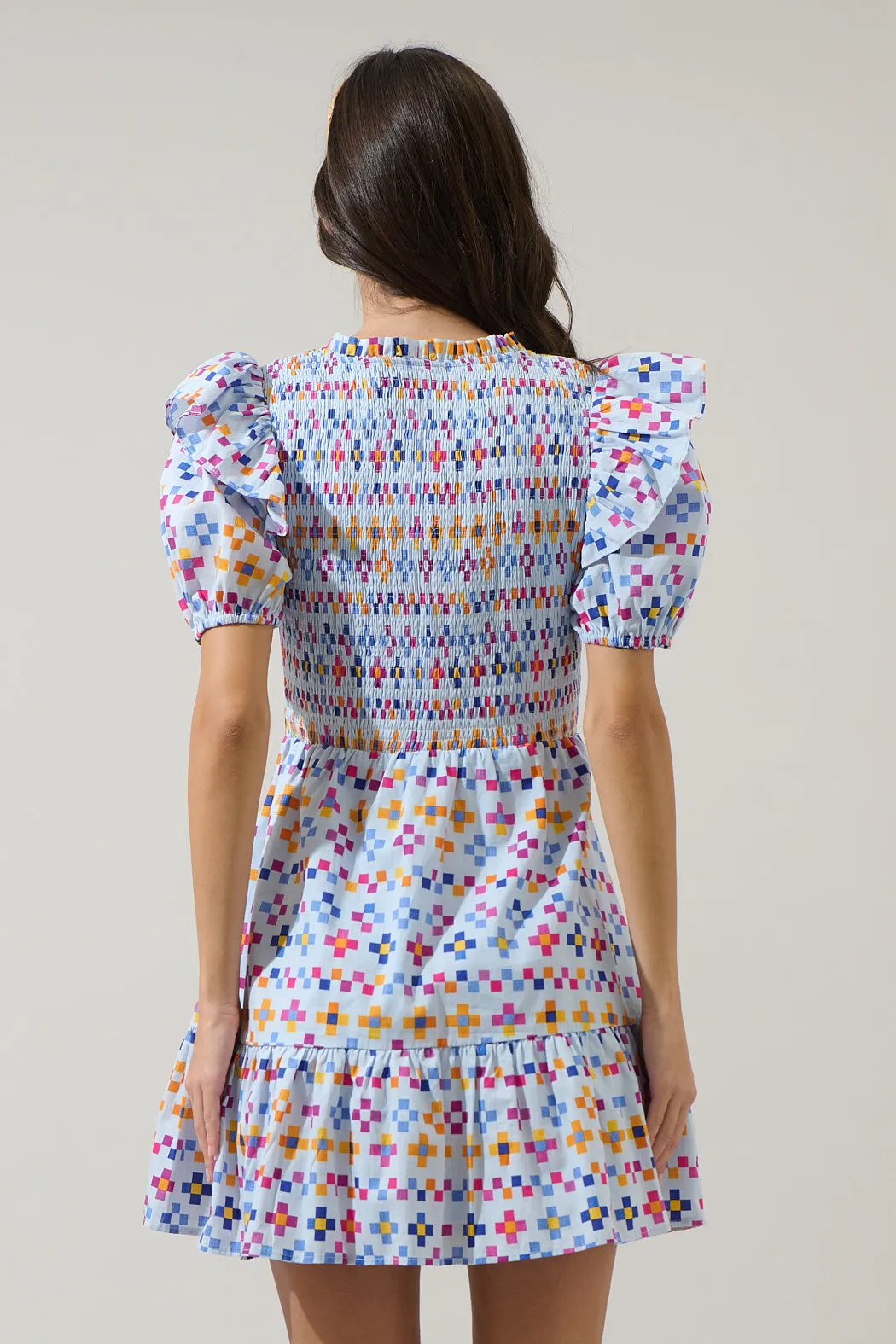 Kessa Geo Leones Smocked Mini Dress sold by Sugarlips product image thumbnail 2