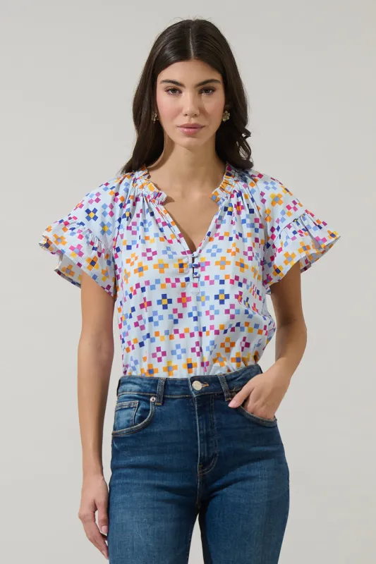 Kessa Geo Macy Ruffle Top sold by Sugarlips
