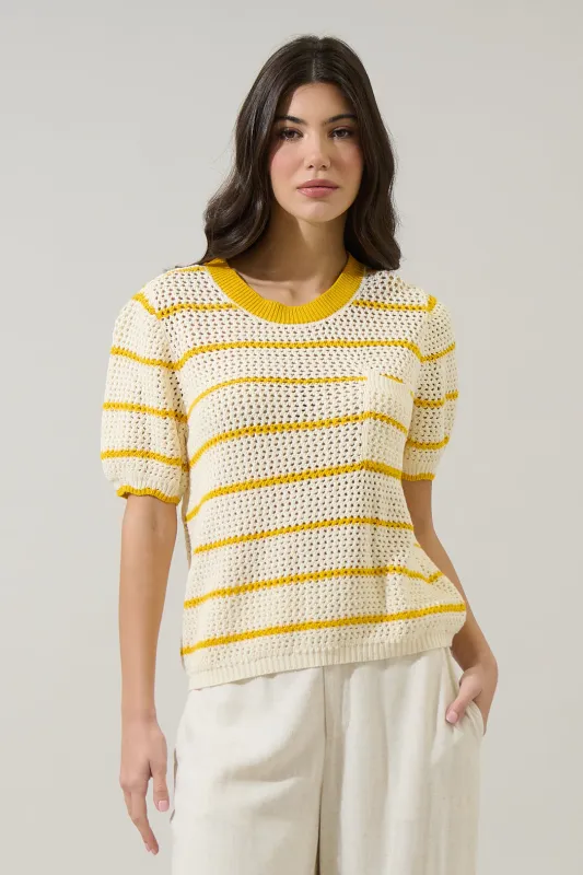 Dannah Stripe Crochet Sweater Top sold by Sugarlips