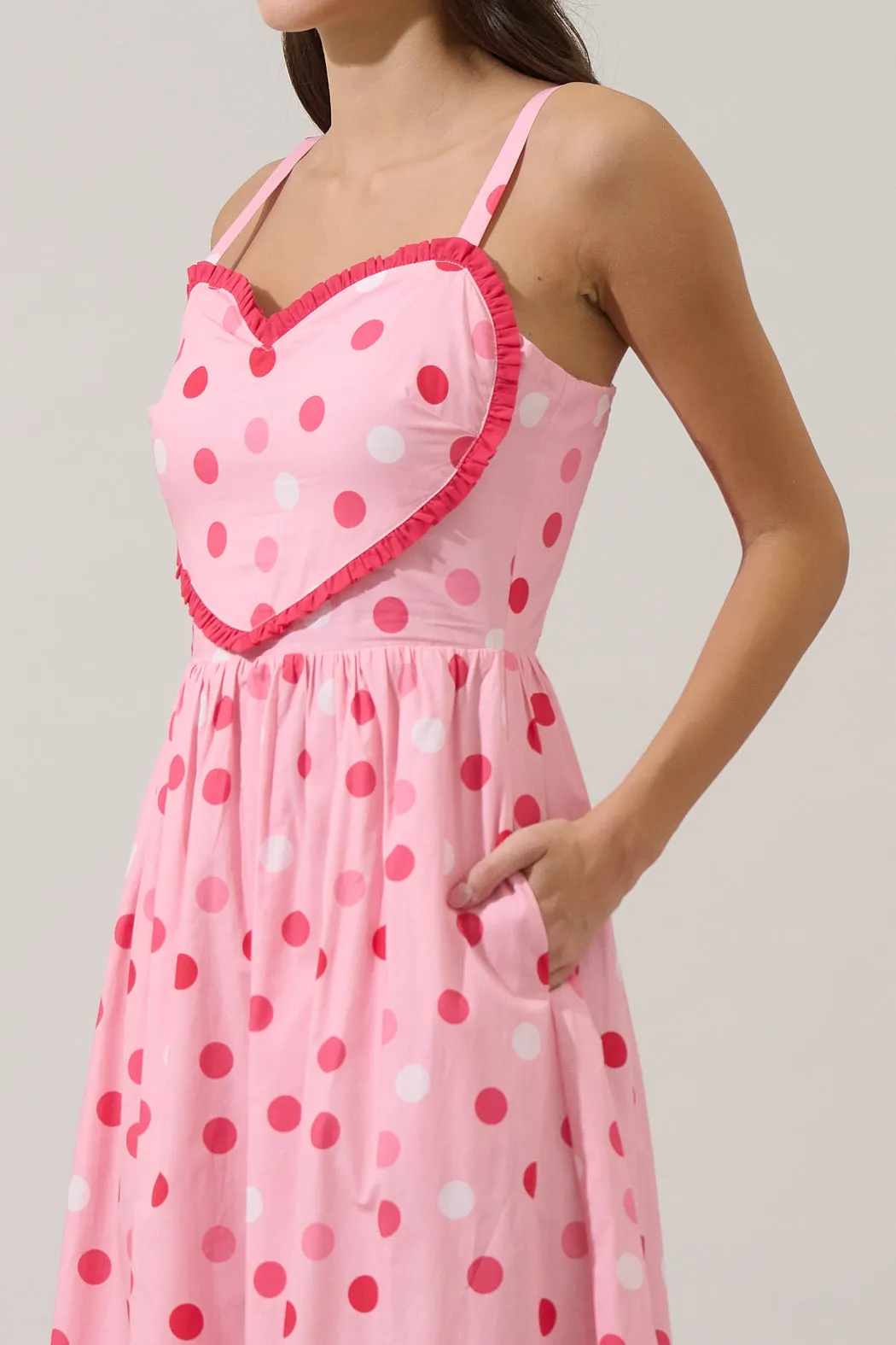 Serry Polka Dot Heart Smocked Midi Dress sold by Sugarlips product image thumbnail 4