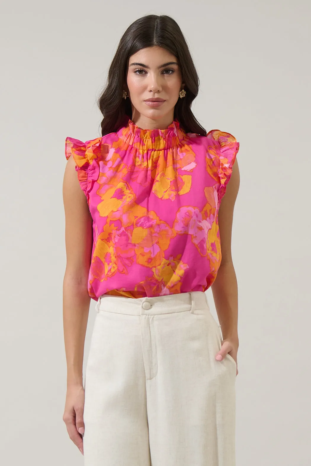 Elaris Floral Zoie Ruffle Top sold by Sugarlips