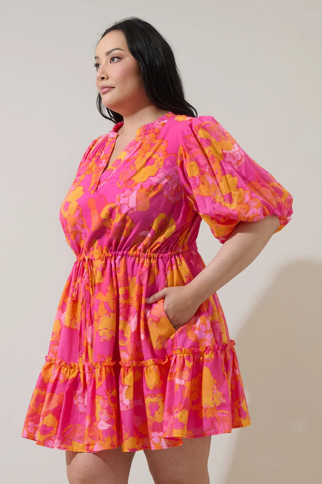 Elaris Floral Noella Shift Mini Dress Curve sold by Sugarlips product image thumbnail 3