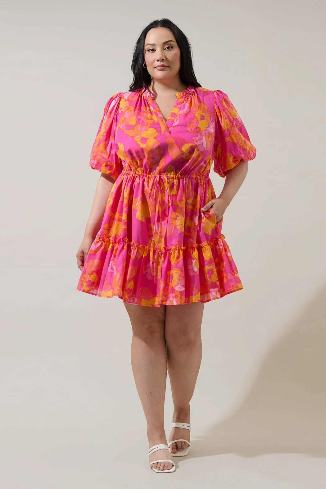 Elaris Floral Noella Shift Mini Dress Curve sold by Sugarlips product image thumbnail 4