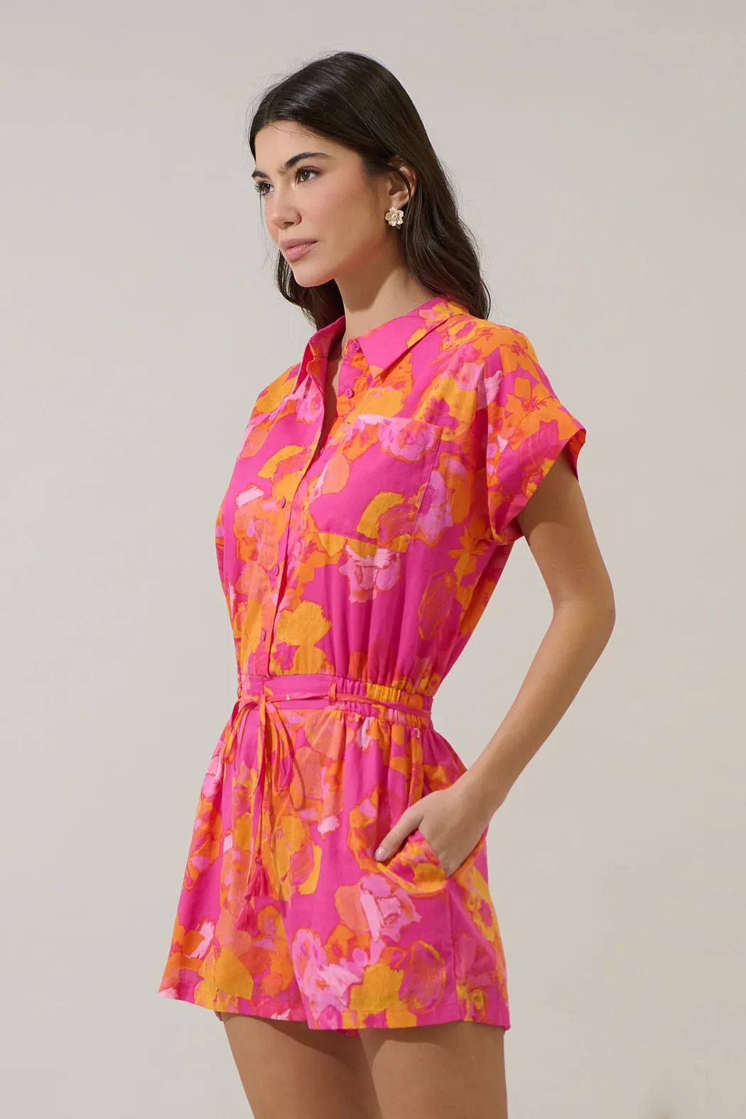 Elaris Floral Mavy Button Up Romper sold by Sugarlips product image thumbnail 3