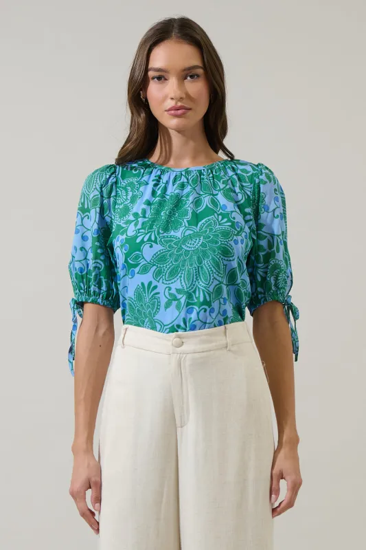 Tressa Floral Kareli Puff Sleeve Top sold by Sugarlips