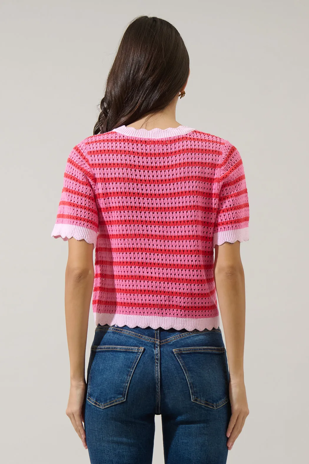 Clarie Stripe Crochet Sweater Top sold by Sugarlips product image thumbnail 2