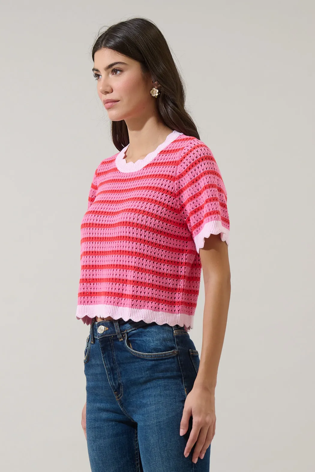 Clarie Stripe Crochet Sweater Top sold by Sugarlips product image thumbnail 3