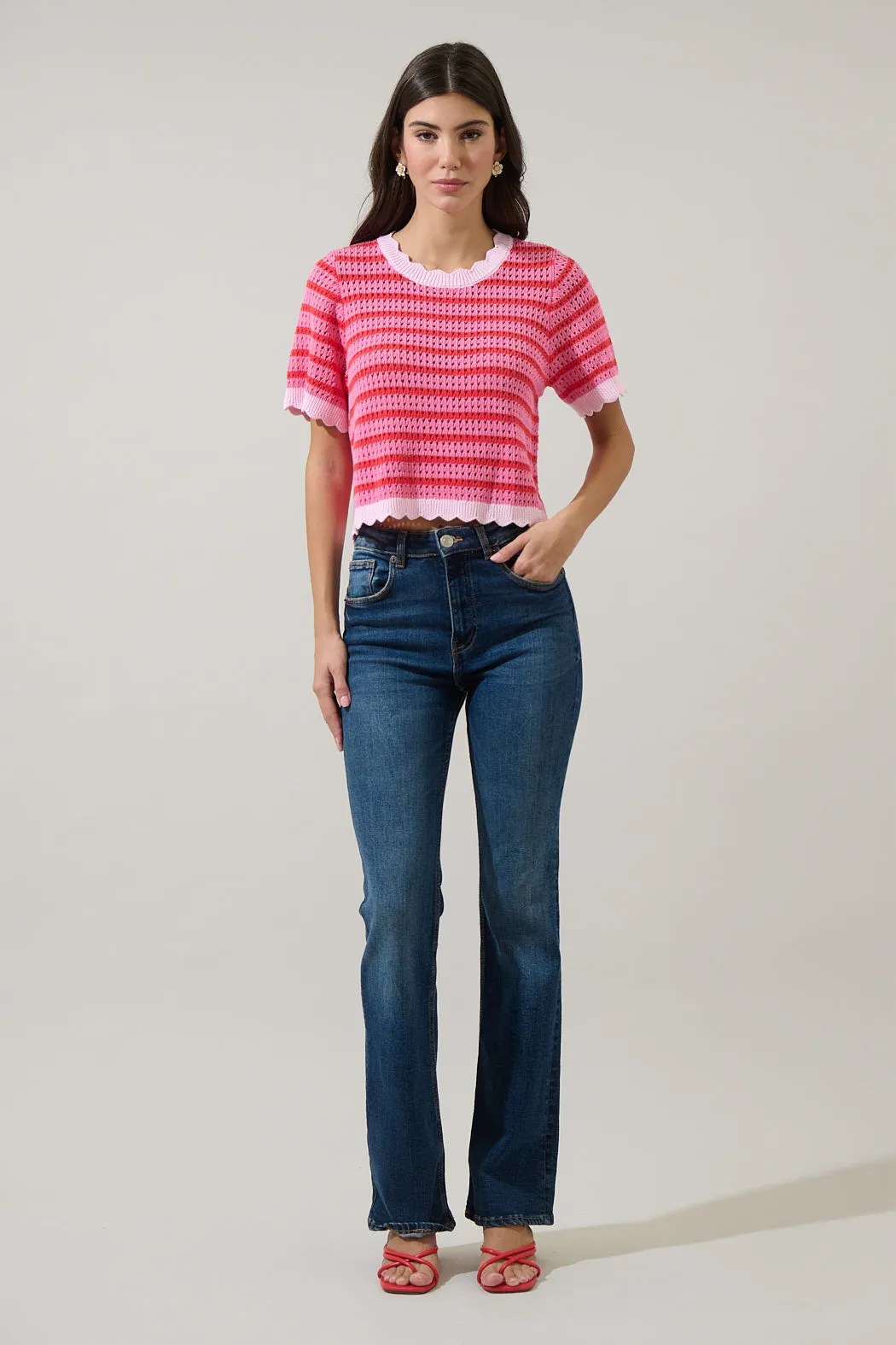 Clarie Stripe Crochet Sweater Top sold by Sugarlips product image thumbnail 4