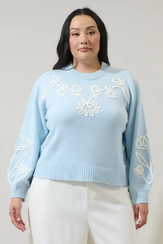 Celestial Floral Embroidered Sweater Curve sold by Sugarlips