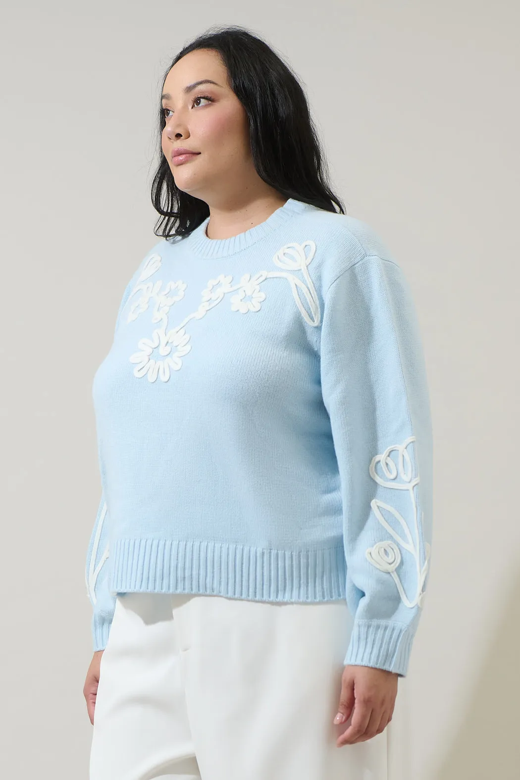 Celestial Floral Embroidered Sweater Curve sold by Sugarlips product image thumbnail 3