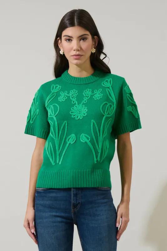 Winsley Floral Embroidered Sweater Top sold by Sugarlips