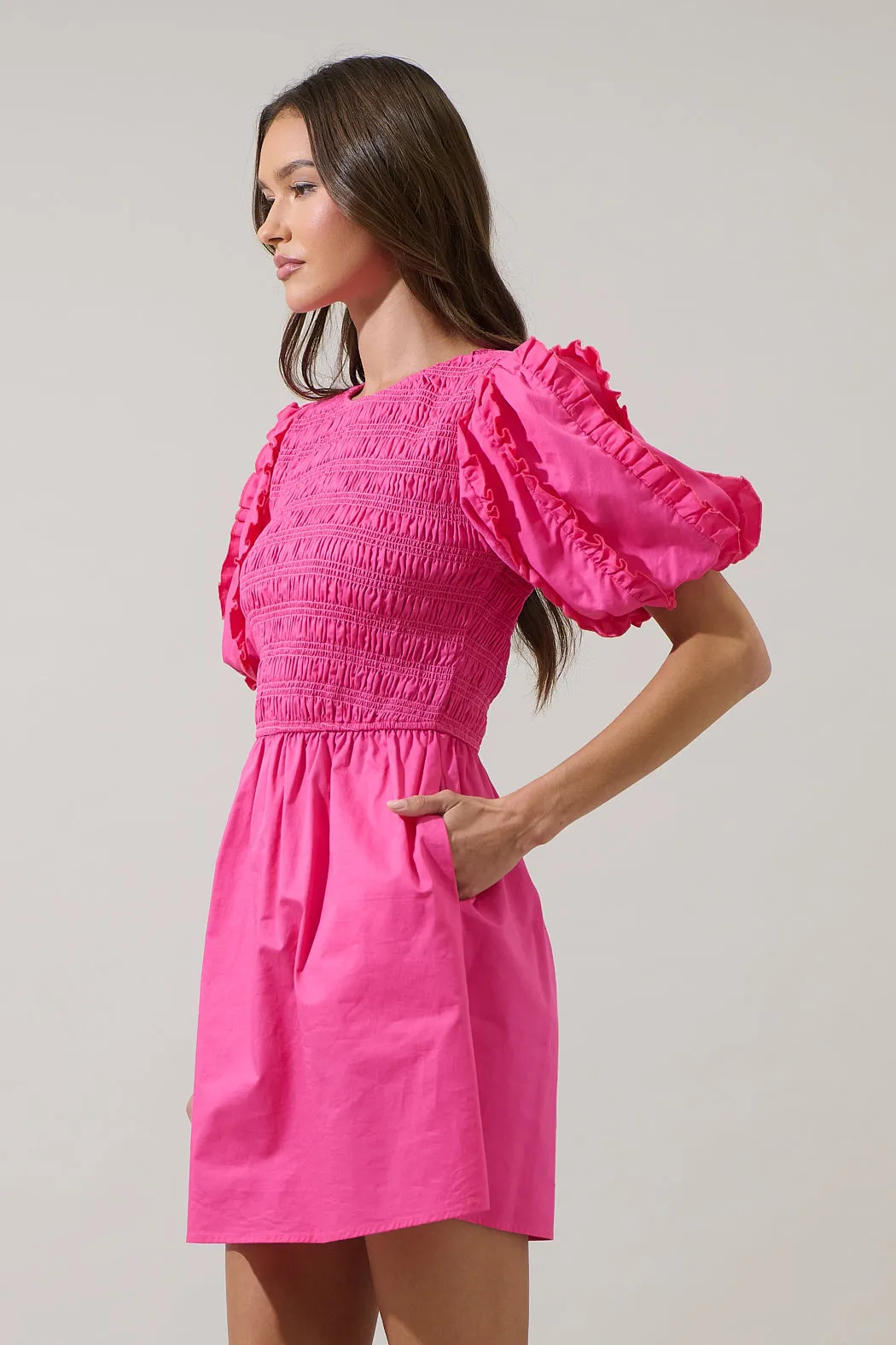 Riana Ruffle Smocked Mini Dress sold by Sugarlips product image thumbnail 3