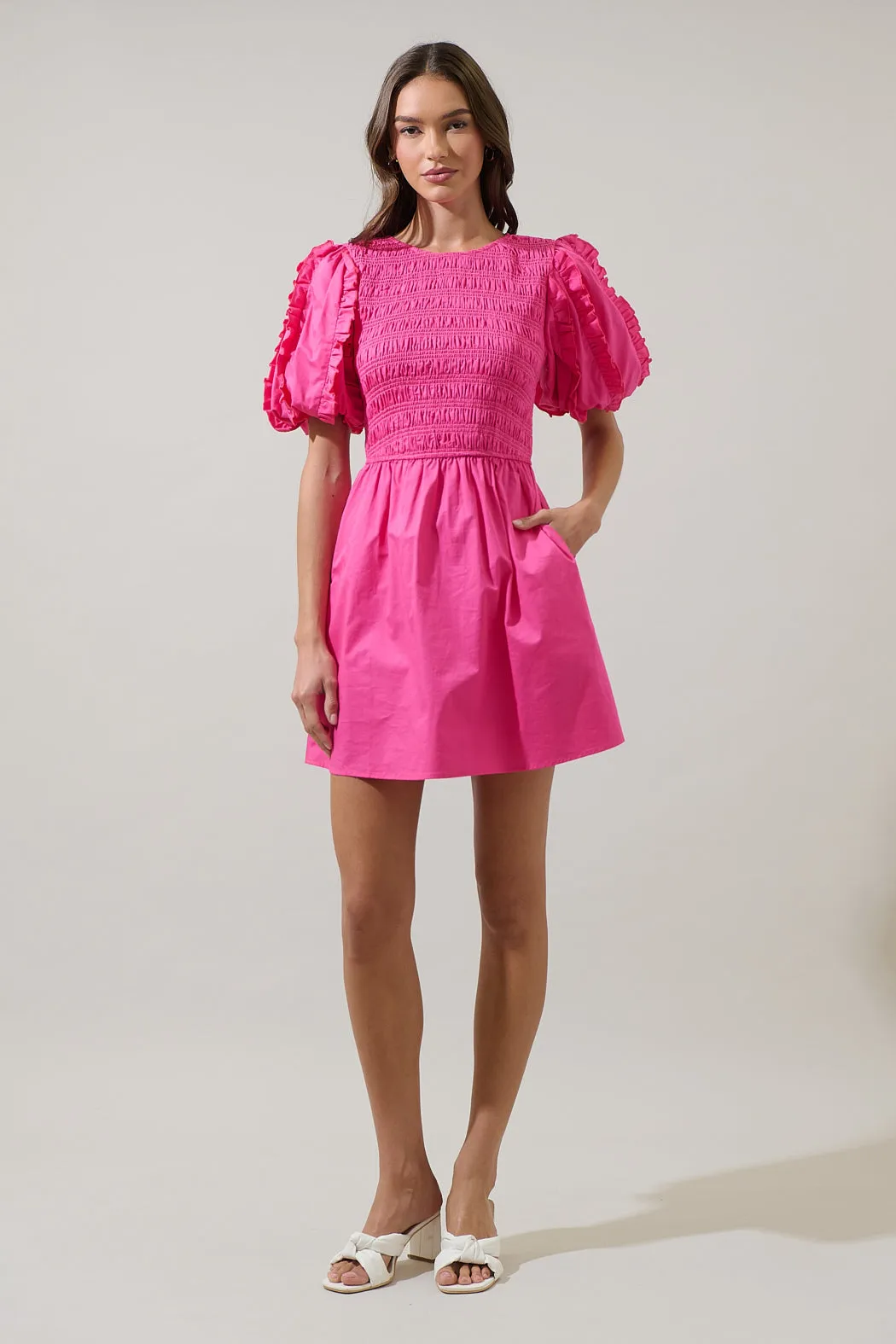 Riana Ruffle Smocked Mini Dress sold by Sugarlips product image thumbnail 4
