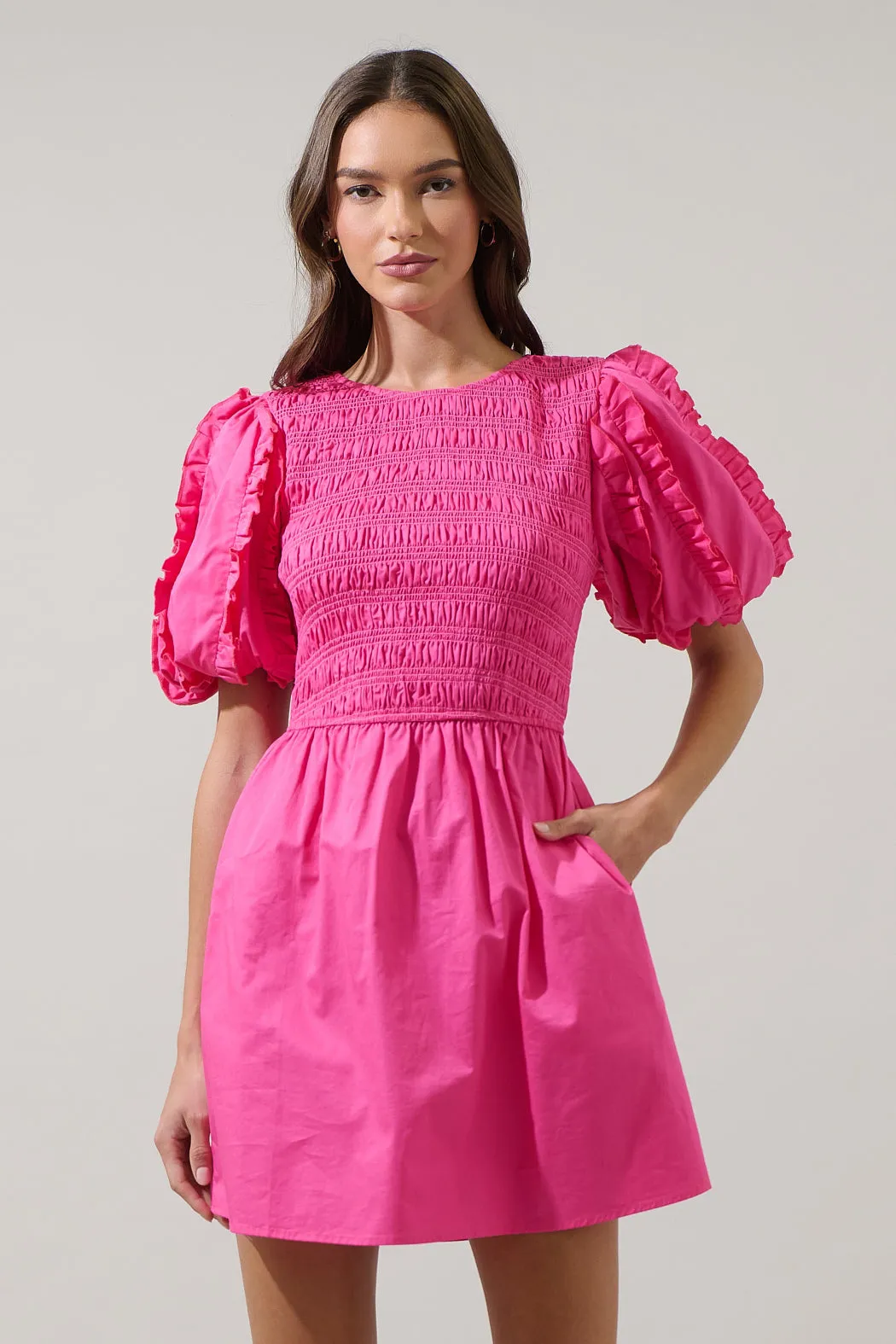 Riana Ruffle Smocked Mini Dress sold by Sugarlips