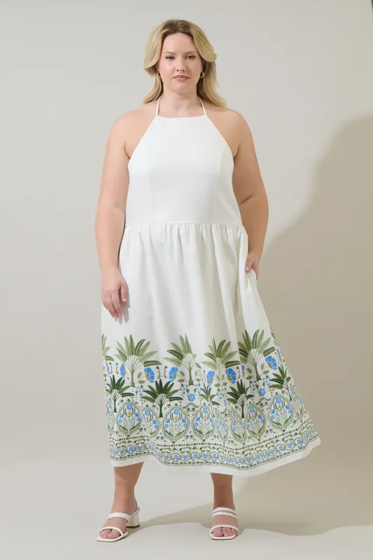Senara Floral Triny Halter Neck Midi Dress Curve sold by Sugarlips