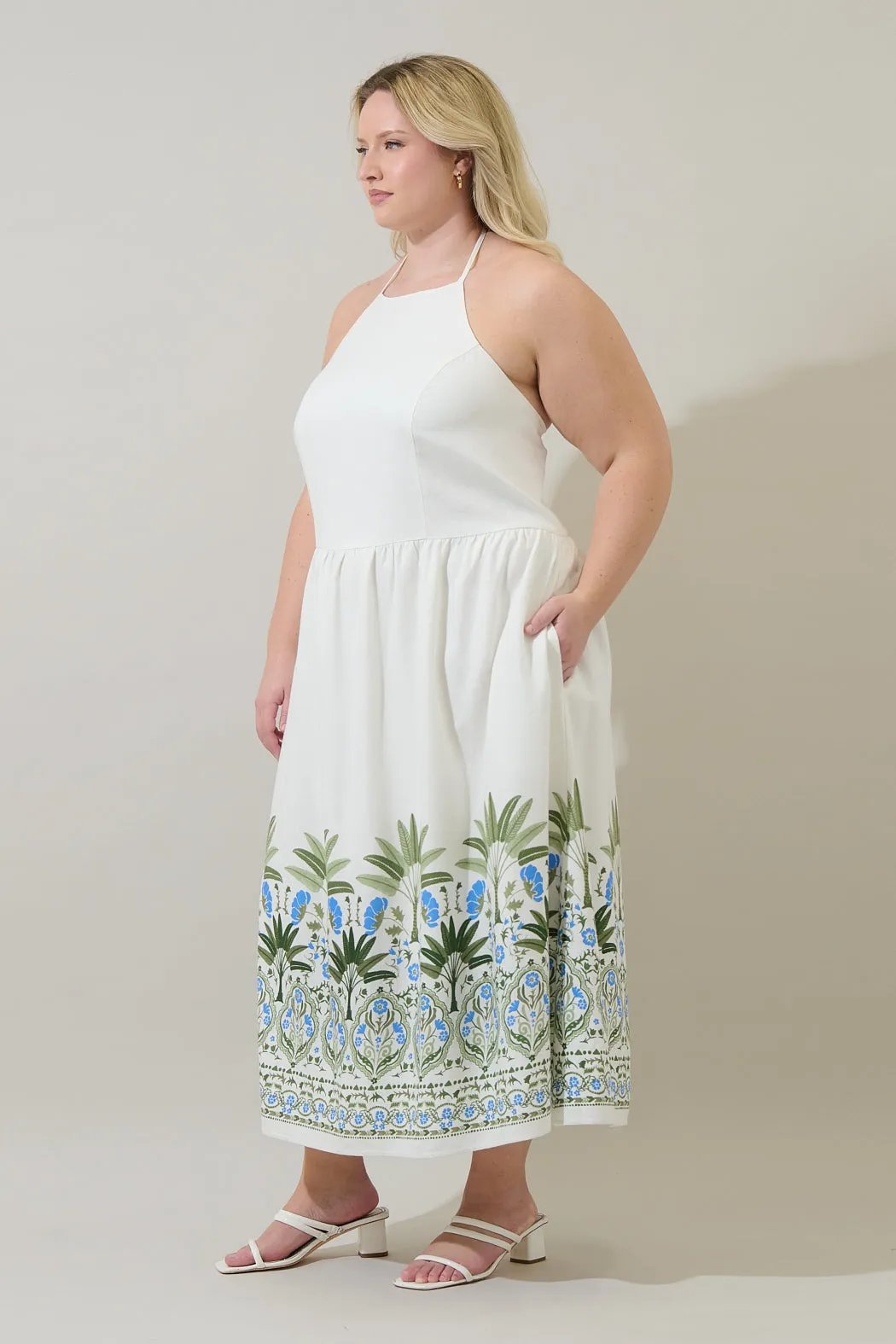 Senara Floral Triny Halter Neck Midi Dress Curve sold by Sugarlips product image thumbnail 3