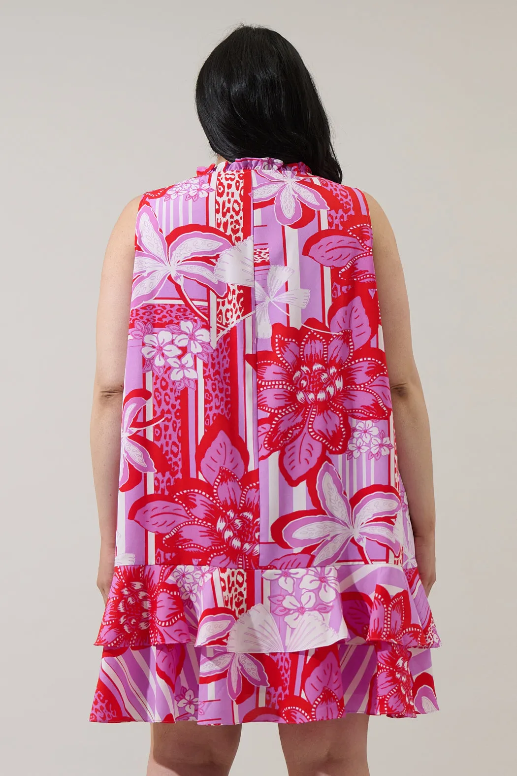 Barba Tropical Graceland Ruffle Trim Mini Dress Curve sold by Sugarlips product image thumbnail 2