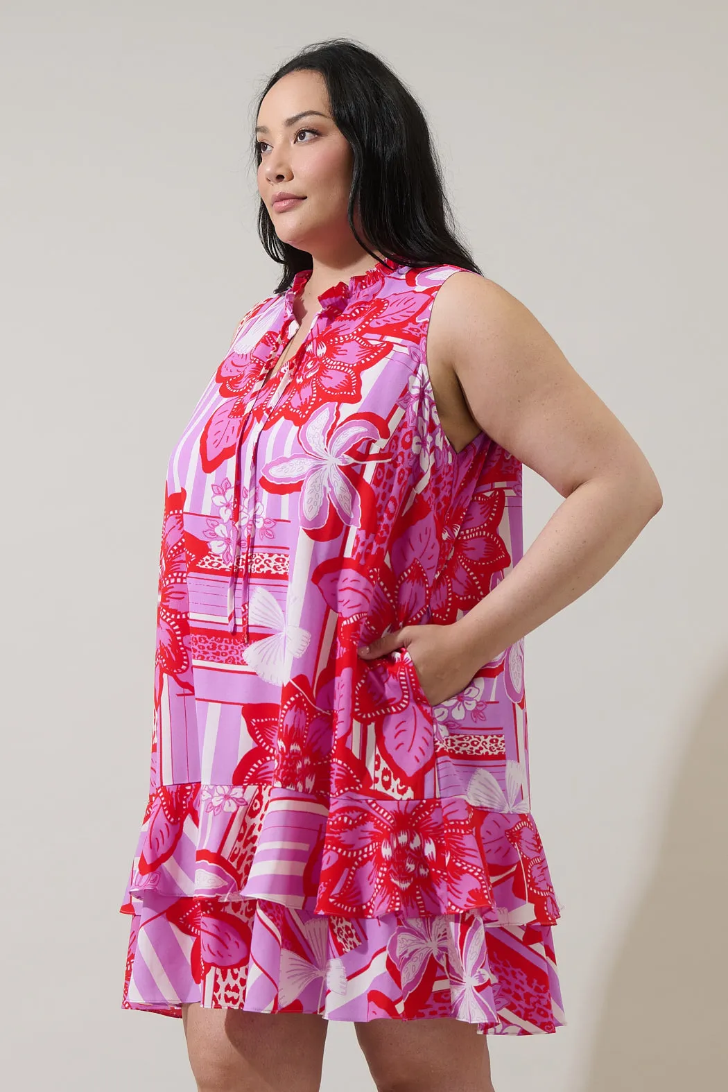 Barba Tropical Graceland Ruffle Trim Mini Dress Curve sold by Sugarlips product image thumbnail 3