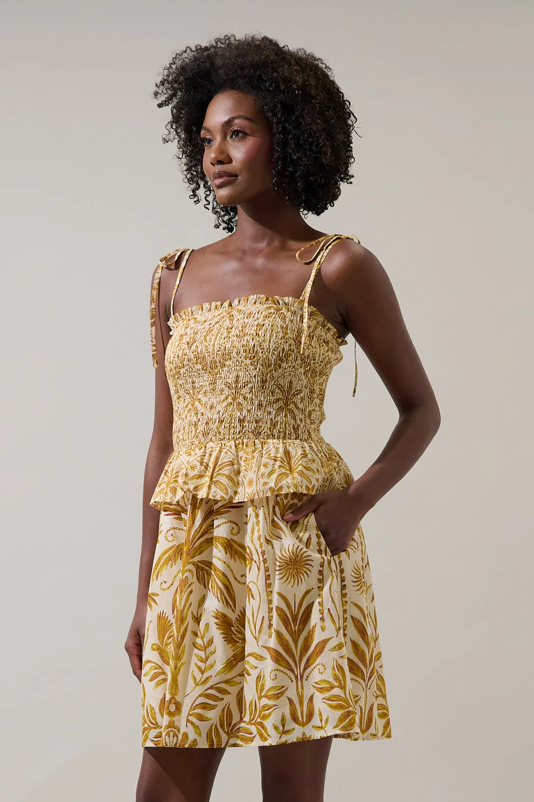 Calina Tropical Irvine Smocked Mini Dress sold by Sugarlips product image thumbnail 3