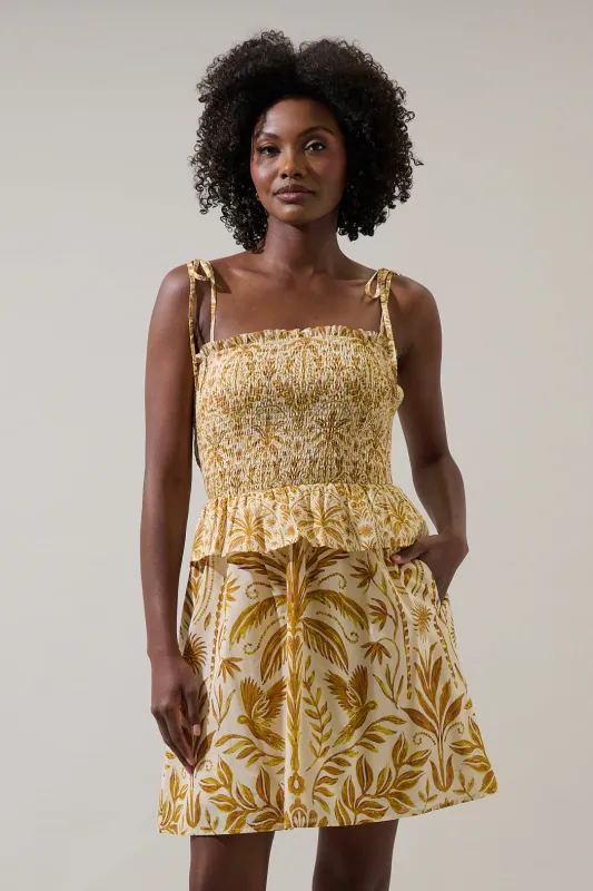 Calina Tropical Irvine Smocked Mini Dress sold by Sugarlips