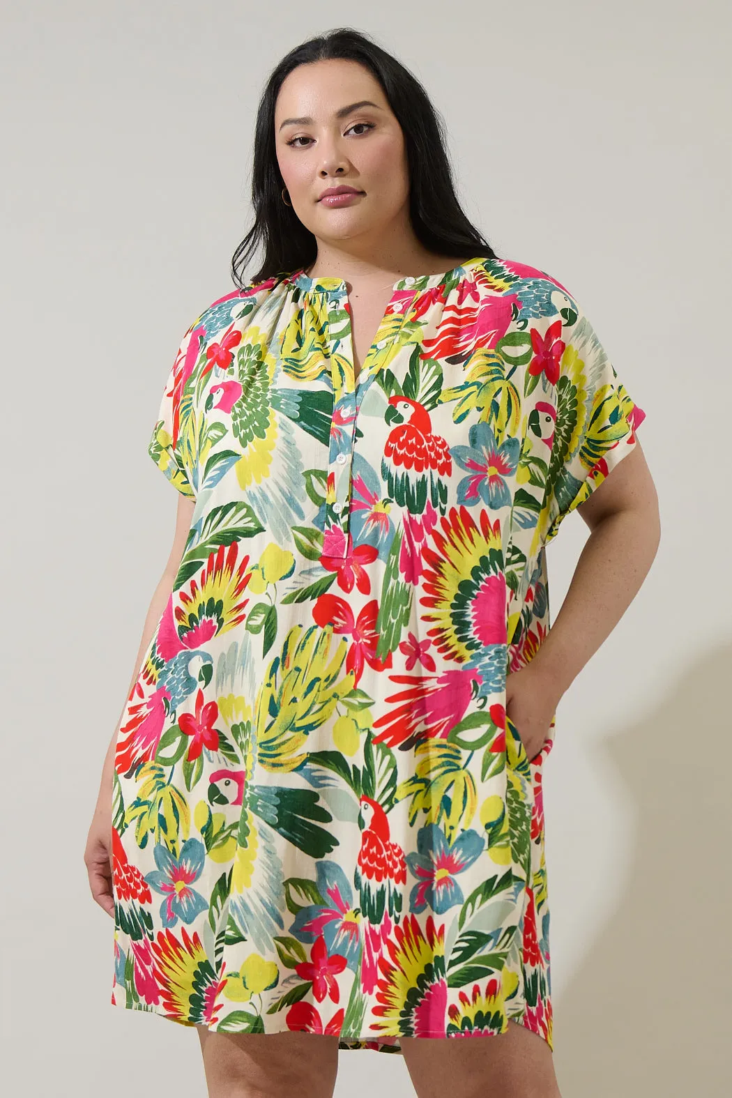 Wissa Tropical Jasla Shift Mini Dress Curve sold by Sugarlips