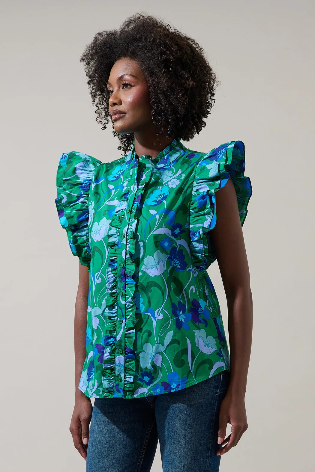 Lomeli Floral Sleeveless Ruffle Top sold by Sugarlips product image thumbnail 3