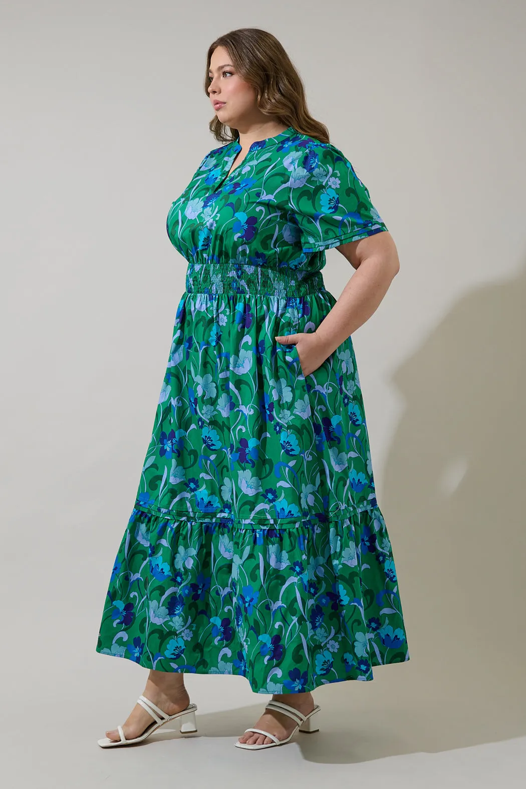 Lomeli Floral Belraj Poplin Maxi Dress Curve sold by Sugarlips product image thumbnail 3