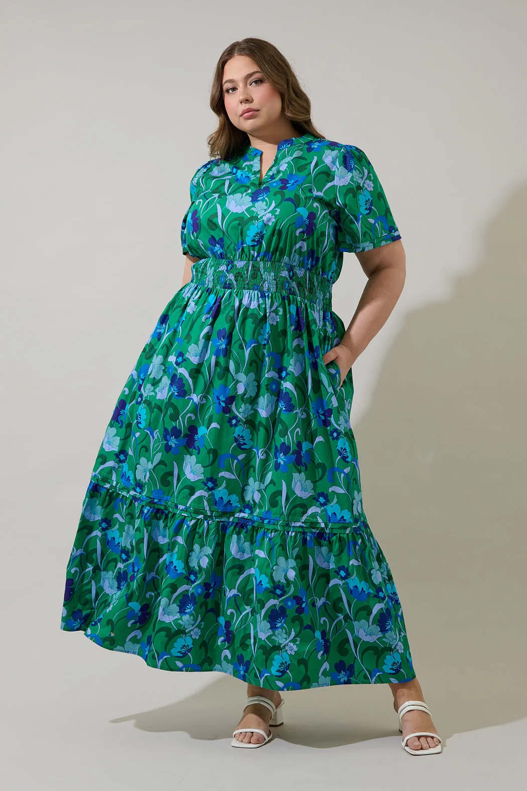 Lomeli Floral Belraj Poplin Maxi Dress Curve sold by Sugarlips