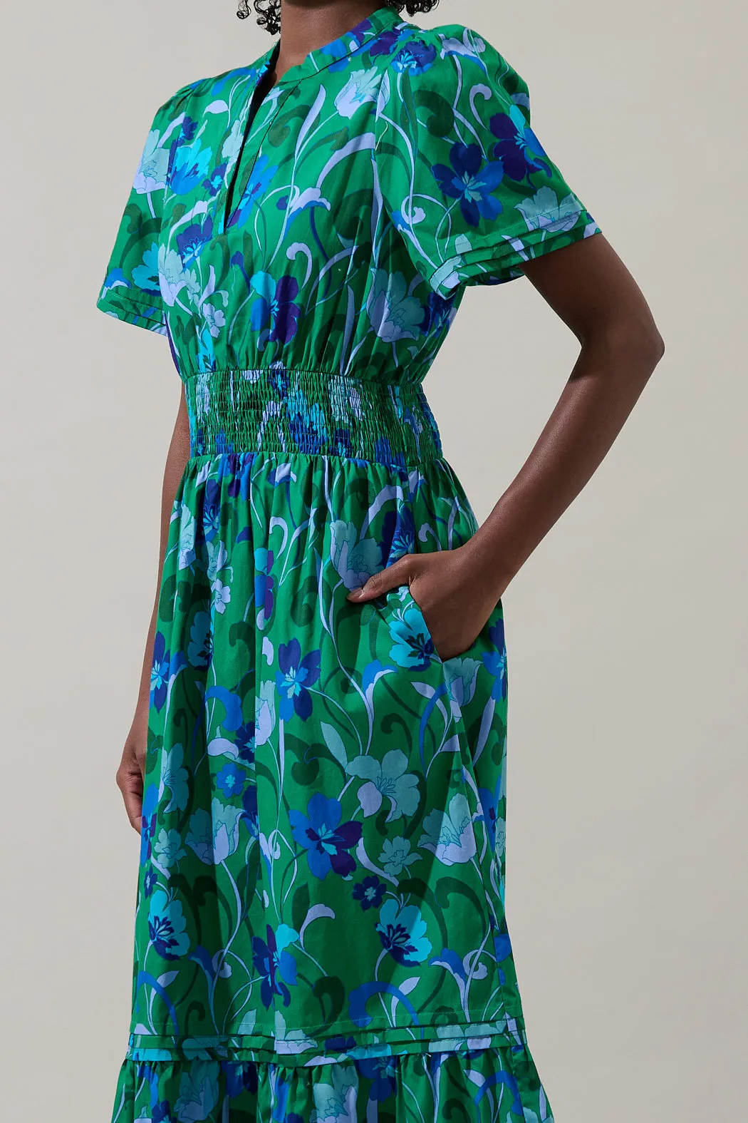 Lomeli Floral Belraj Poplin Maxi Dress sold by Sugarlips product image thumbnail 4