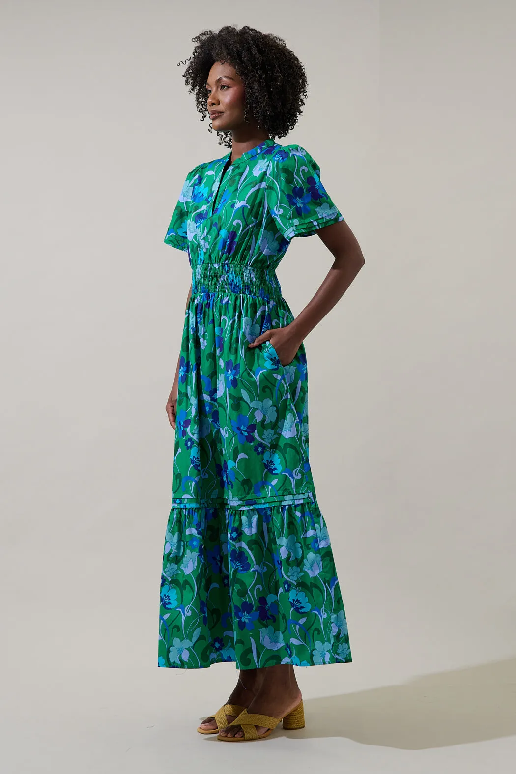 Lomeli Floral Belraj Poplin Maxi Dress sold by Sugarlips product image thumbnail 3